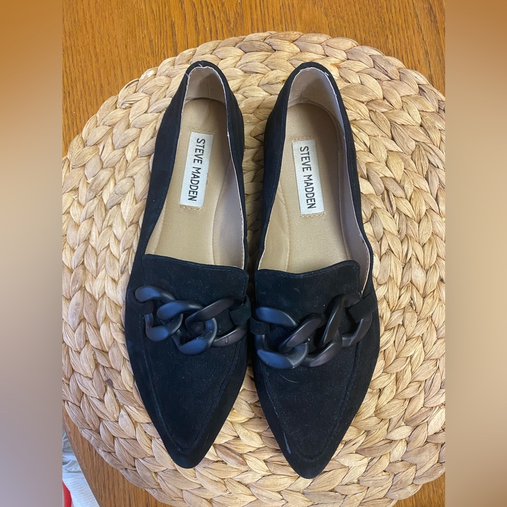 Steve Madden Black Chain Loafers